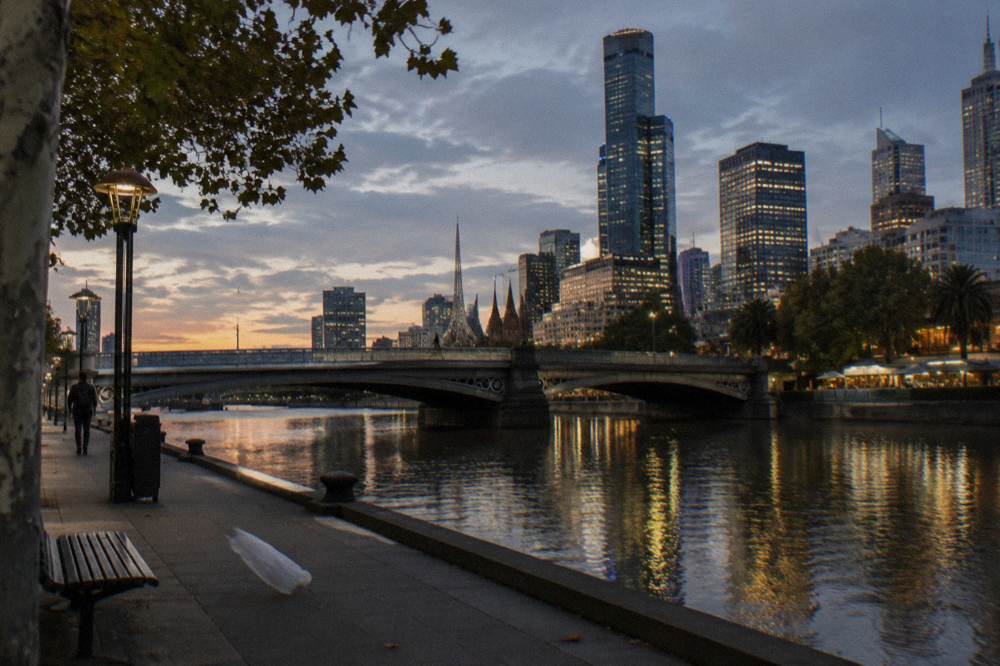 The Yarra River and Southbank promenade seen from Federation Square near ACMI
