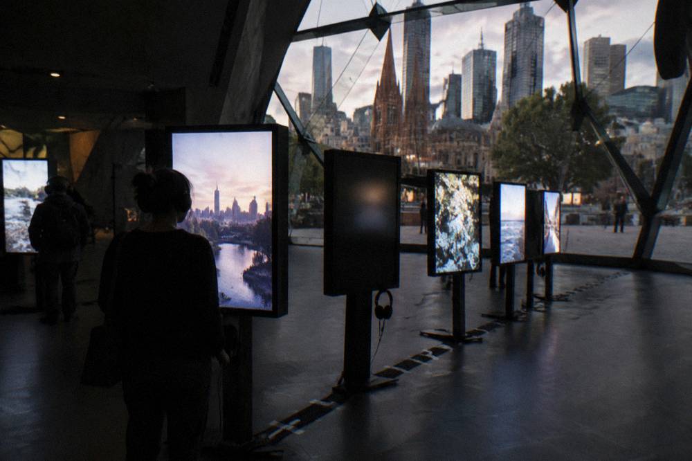 Interactive screens inside ACMI at Federation Square in Melbourne